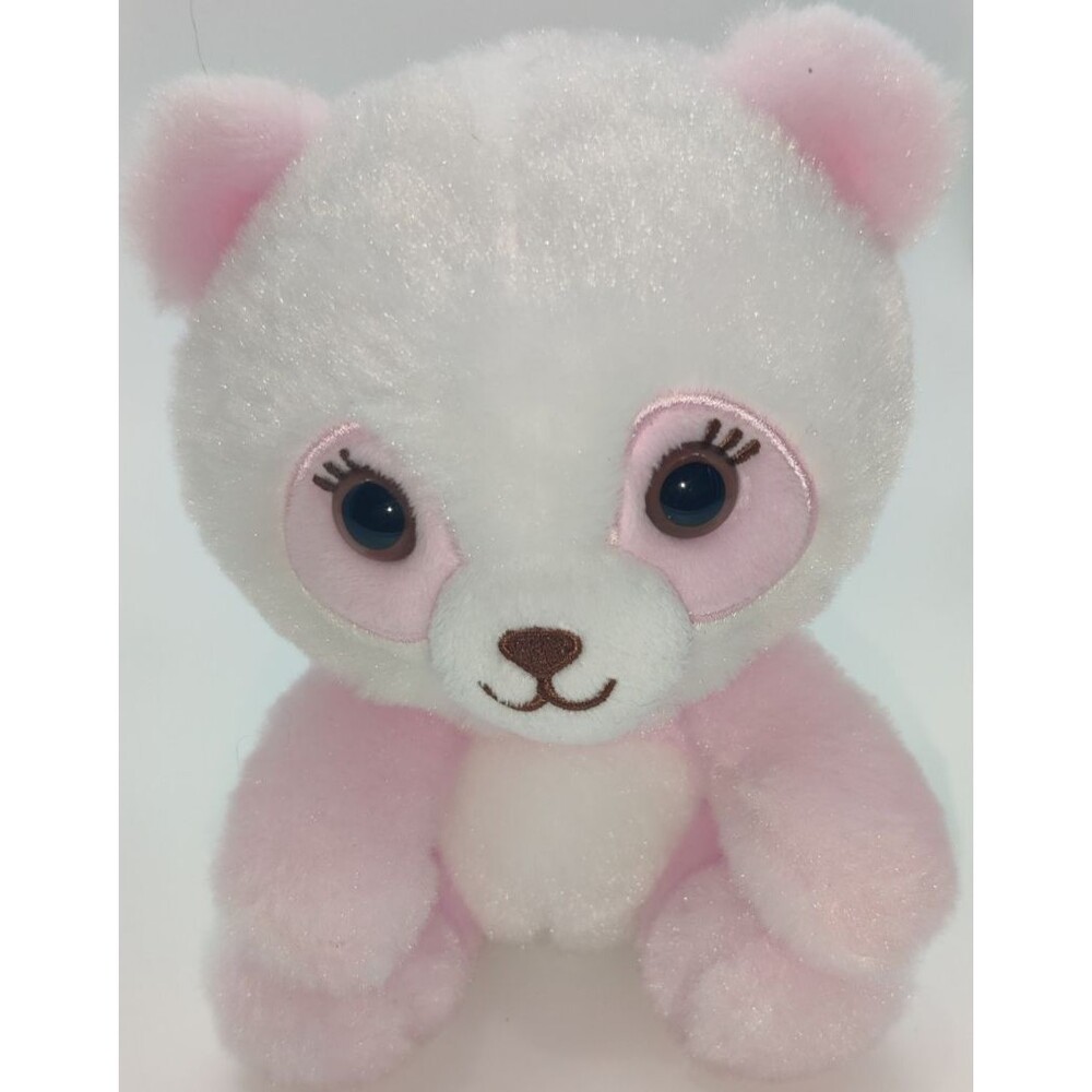 2021 Panda Party 6" Pink & White Panda Plush Stuffed Animal Brown Eyes